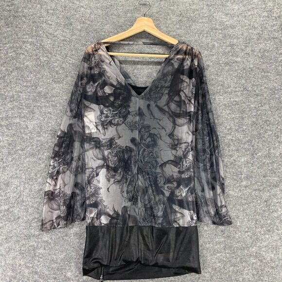 NWT Sean John Tunic Women's L Large Black Gray Lined Full Zip Blouse Wild Dove - Picture 4 of 10